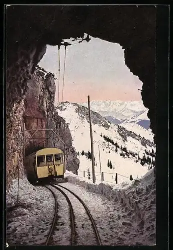 AK Wendelsteinbahn, Ausgangspunkt Brannenberg, Bergbahn im Tunnel