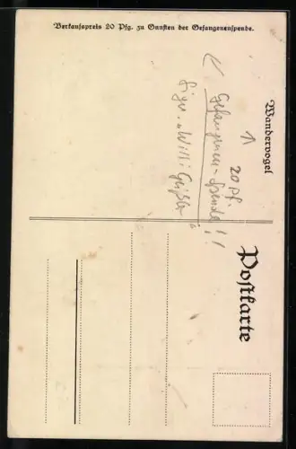 AK Wandervogel, Portrait einer Frau im Profil