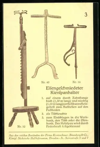 AK Kretzschmar, Bösenberg & Co. Dresden 3, Kienspanhalter