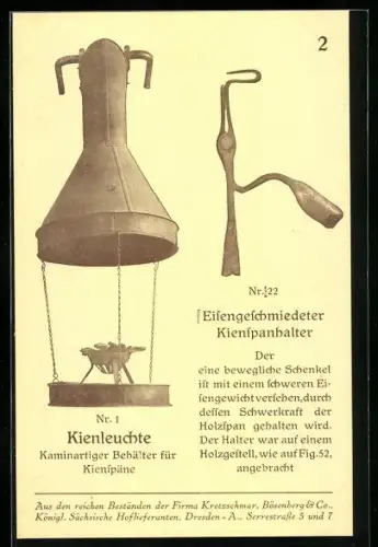 AK Dresden, Reklame für Lampen der Firma Kretzschmar, Bösenberg & Co., Serrestrasse 5 und 7, Kienleuchte