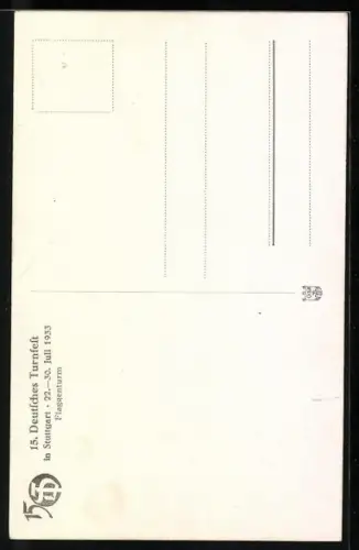 AK Stuttgart, 15. Deutsches Turnfest 1933, Parade vor dem Flaggenturm