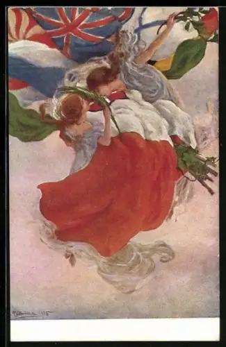 Künstler-AK Il Bacio della Vittoria, der Siegeskuss, italienische Propaganda