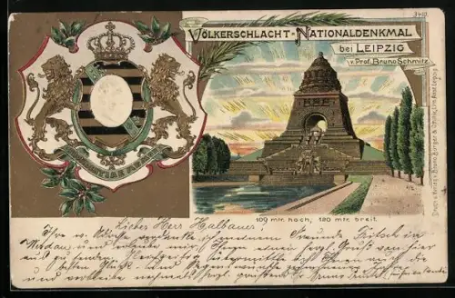 AK Leipzig, Völkerschlachtdenkmal, Sachsenwappen