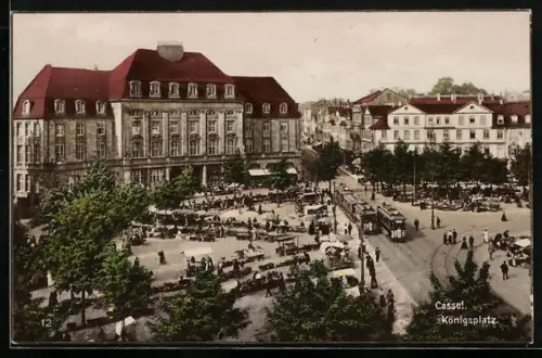 AK Kassel, Königsplatz, Strassenbahn
