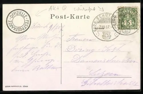 AK Zürich, Eidgenössisches Schützenfest 1907, Blick auf die Stadt