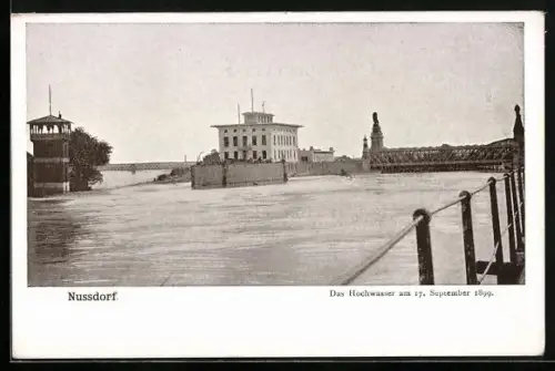 AK Wien-Nussdorf, Ortspartie beim Hochwasser 1899