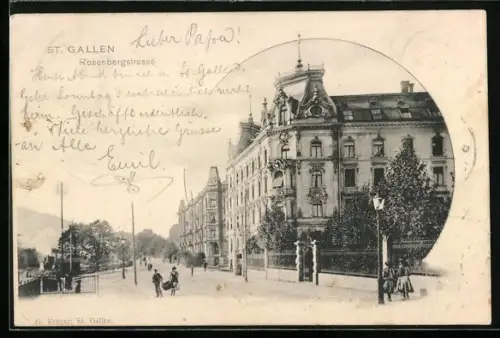 AK St. Gallen, Stadtvillen in der Rosenbergstrasse