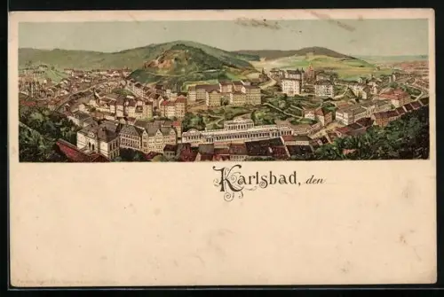 Lithographie Karlbad, Panoramaansicht