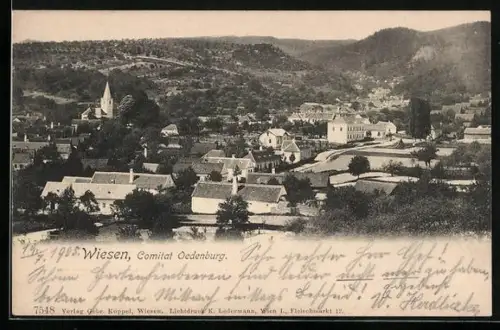 AK Wiesen /Comitat Oedenburg, Ort mit Kirche