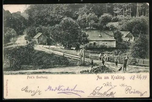 AK Pressbaum, Au am Kraking, Blick auf Finks Gasthaus