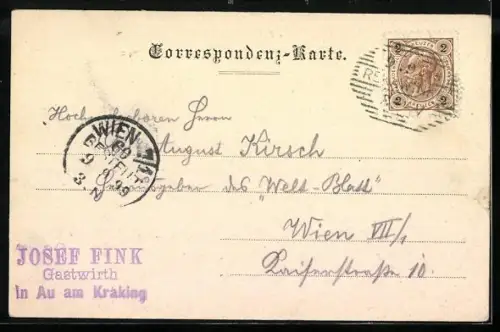 AK Pressbaum, Au am Kraking, Blick auf Finks Gasthaus