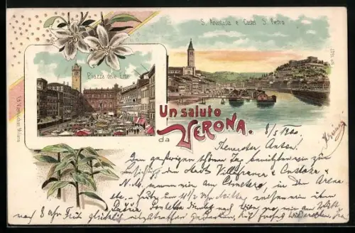AK Verona, Piazza delle Erbe, S. Anastasia e Castel S. Pietro