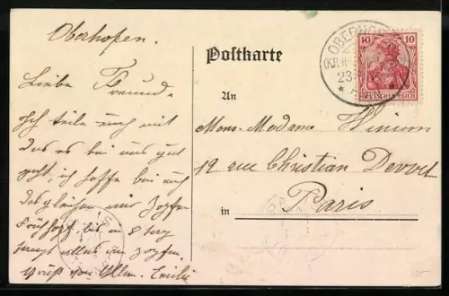 Lithographie Bischweiler, Jute-Spinnerei und Weberei, Kronen-Apotheke, Schulstrasse