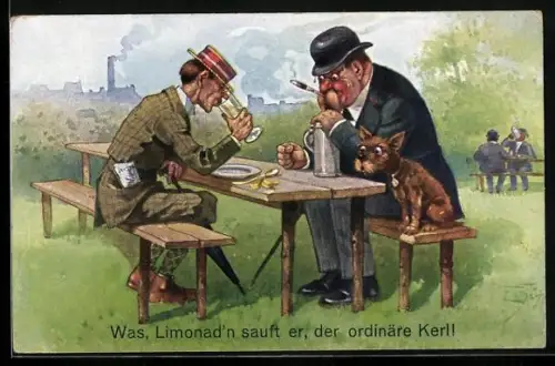 Künstler-AK Ernst Schlemo: Was Limonadn sauft er, der gräusliche Uhu