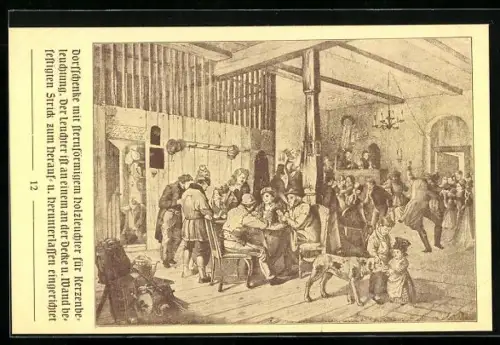 AK Dorfschenke mi Sternförmigem Holzleuchter für Kerzenbeleuchtung