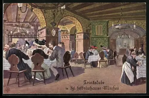 AK Trinkstube im Kgl. Münchner Hofbräuhaus
