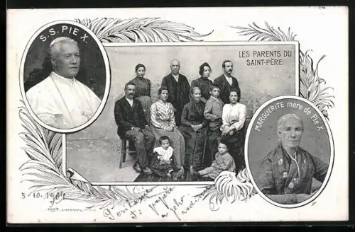 AK Portrait Papst Pius X. und seine Familie