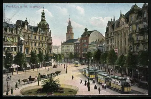 AK Frankfurt /Main, Rossmarkt mit Strassenbahn