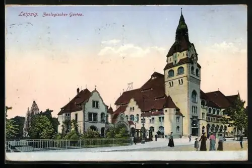 AK Leipzig, Passanten vor dem Zoologischen Garten