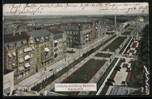 AK Mannheim, Internationale Kunst & Grosse Gartenbau-Ausstellung 1907, Blick in die Augusta-Allee