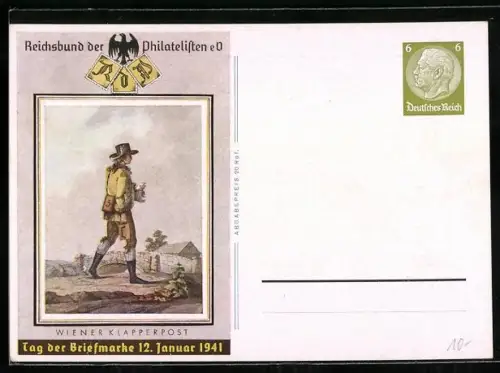 AK Reichsbund der Philatelisten e.V., Tag der Briefmarke, 12. Januar 1941, Briefträger