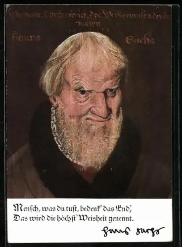 AK Portrait Hans Sachs, Reklame der Allianz