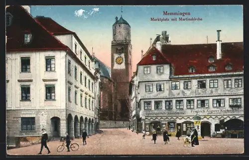 AK Memmingen, Marktplatz mit Martinskirche