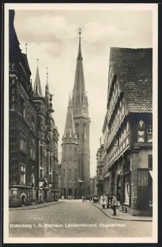 AK Oldenburg i. O., Rathaus, Lambertikirche, Degodehaus