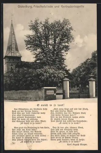 AK Oldenburg / Gr., Friedhofslinde, Gertrudenkapelle