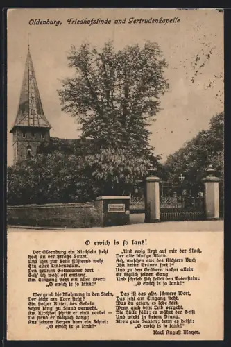 AK Oldenburg / Gr., Friedhofslinde, Gertrudenkapelle