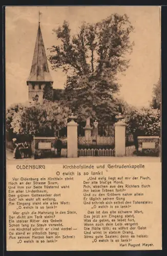 AK Oldenburg / Gr., Kirchhofslinde, Gertrudenkapelle