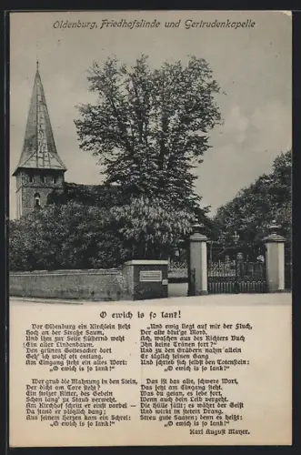 AK Oldenburg / Gr., Friedhofslinde und Gertrudenkapelle