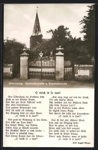 AK Oldenburg / Gr., Gertrudkapelle, Friedhofslinde