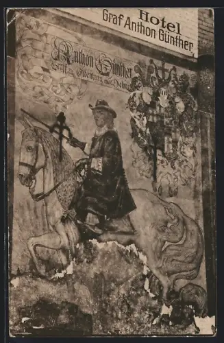 AK Oldenburg / Gr., Hotel Graf Anthon Günther, Wandgemälde