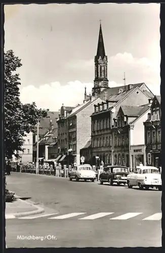 AK Münchberg, Strassenpartie im Ort