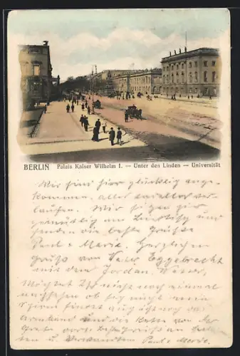 AK Berlin, Palais Kaiser Wilhelm I. und Universität Unter den Linden