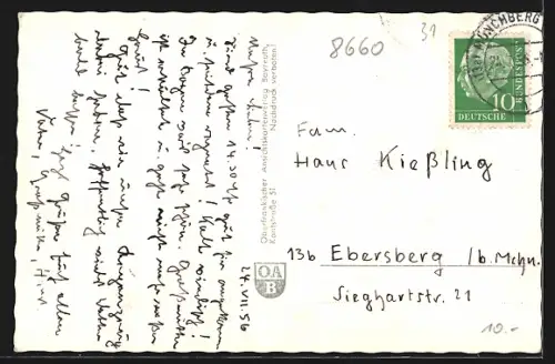 AK Münchberg /Ofr., Gesamtansicht mit Kirche