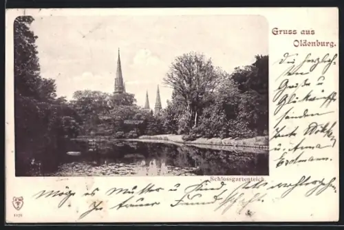 AK Oldenburg / Gr., Partie am Schlossgartenteich