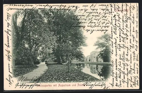 AK Oldenburg / Gr., Schlossgarten mit Augusteum und Palais