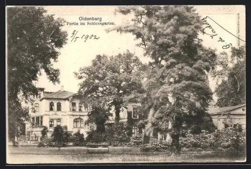 AK Oldenburg / Gr., Partie im Schlossgarten