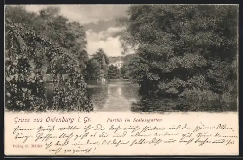 AK Oldenburg i. Gr., Parthie im Schlossgarten