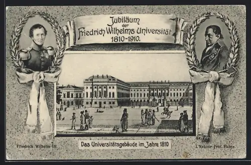 AK Berlin, Jubiläum der Friedrich Wilhelms Universität 1910, Universitätsgebäude, Friedrich Wilhelm III