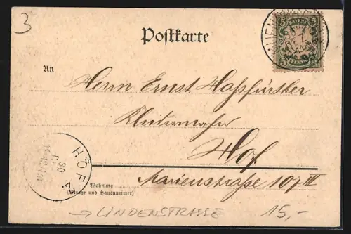 AK Münchberg, Lindenstrasse mit Kirche