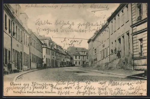 AK Münchberg, Strassenansicht mit Wohnhäusern