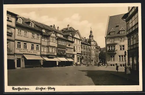 AK Nordhausen, Lutherplatz mit Damen-Friseur Arbter, Schuhwarengeschäft Carl Weddige