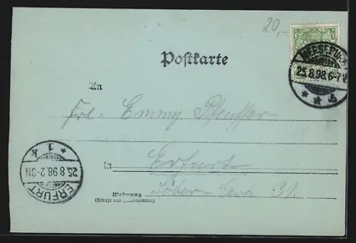 Mondschein-AK Merseburg, Blick vom Fluss auf die Kirche