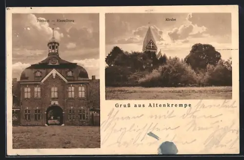 AK Altenkrempe, Torhaus der Hasselburg, Kirche