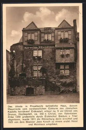 AK Boppard am Rhein, Hotel und Weinhaus Römerburg