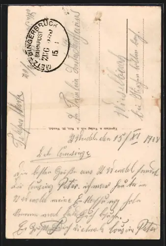 AK St. Wendel, Karlstrasse mit Abzweig u. Kirchtürmen, Kinder