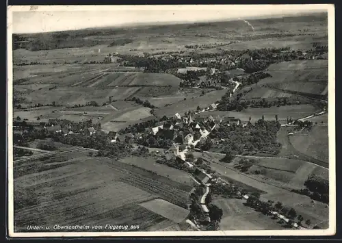 AK Obersontheim, Unter- u. Obersontheim mit Umgebung vom Flugzeug aus